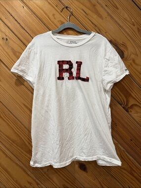 Polo Ralph Lauren Red/Black Beaded White Tee Shirt medium